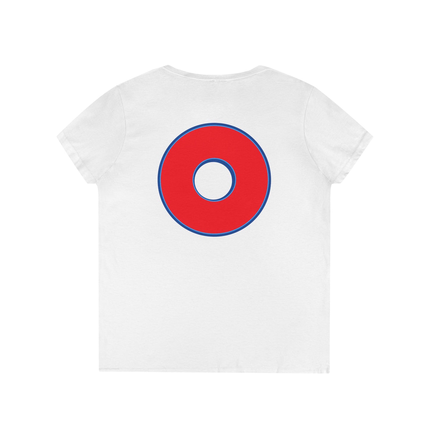Women's Donut V-Neck Tee - "Red Philly Special" - plain red donuts w/blue outline