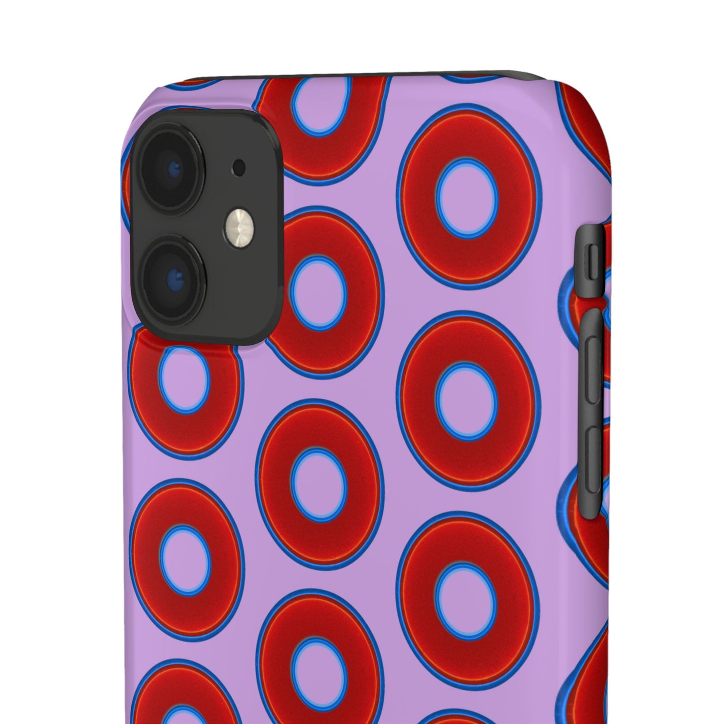 Lumpy Donut Snap Case - red vivid donut print w/wisteria purple background