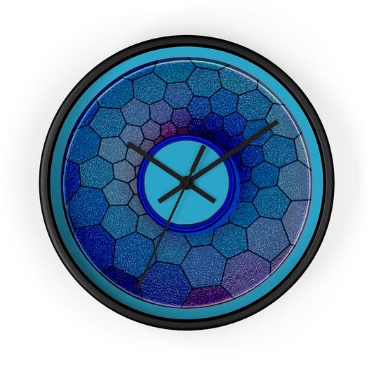 Lumpy Wall Clock - "Plain Hexadonut" - variant 2 - blue hexadonut w/turquoise background