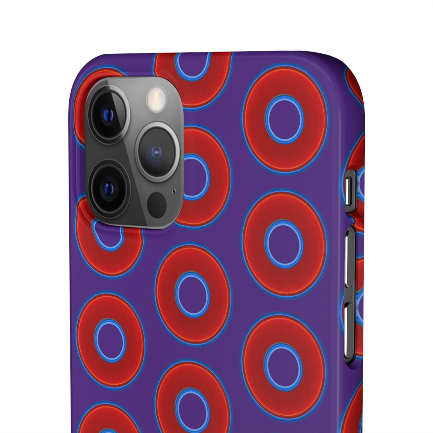 Lumpy Donut Snap Case - red vivid donut print w/dark purple background