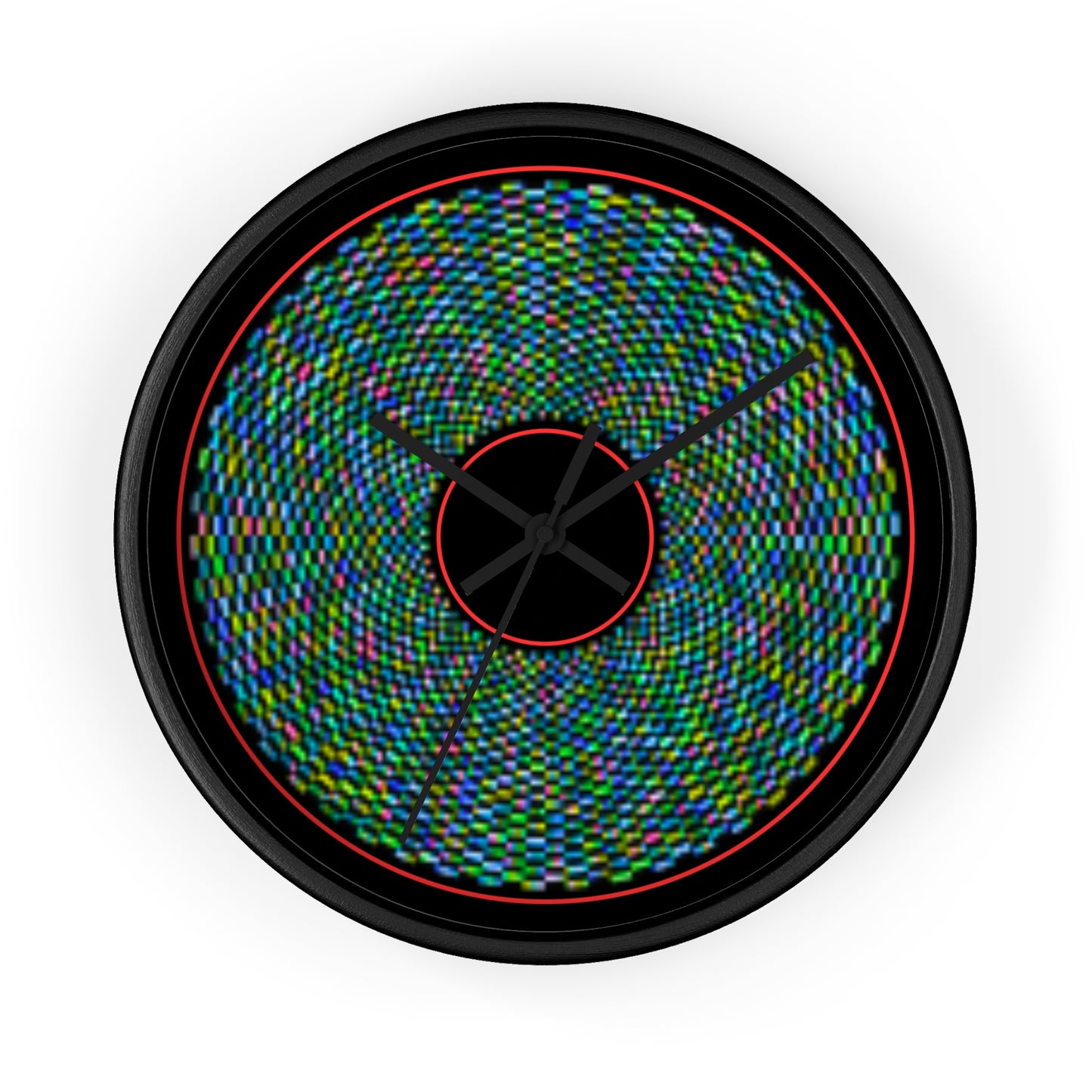 Lumpy Wall Clock - "Pixilated Donut" - variant 2 - wide outlined donut w/black background