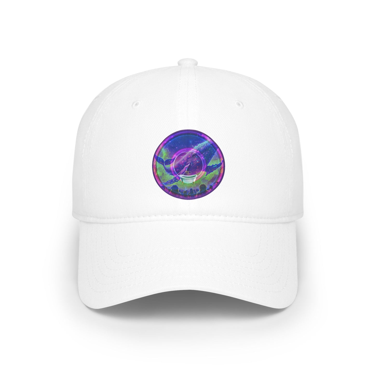 Lumpy Donut Baseball Cap - "Whale of a Good Donut Cap" - variant 2 - purple/green pic donut w/