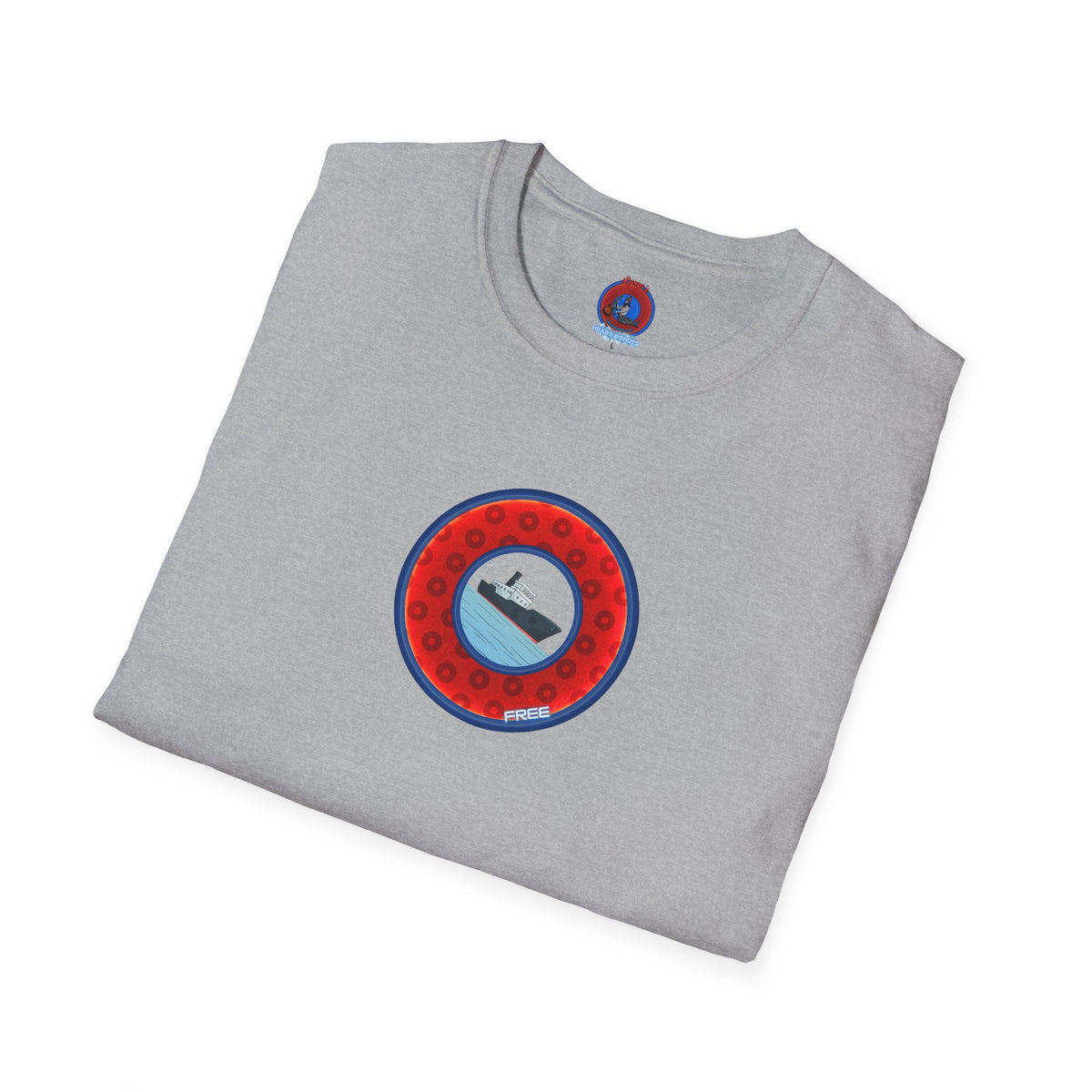 Classic Donut Tee - Unisex Soft-Style - "Phree Donut Sliders" - red/blue widemouthed paradox donut