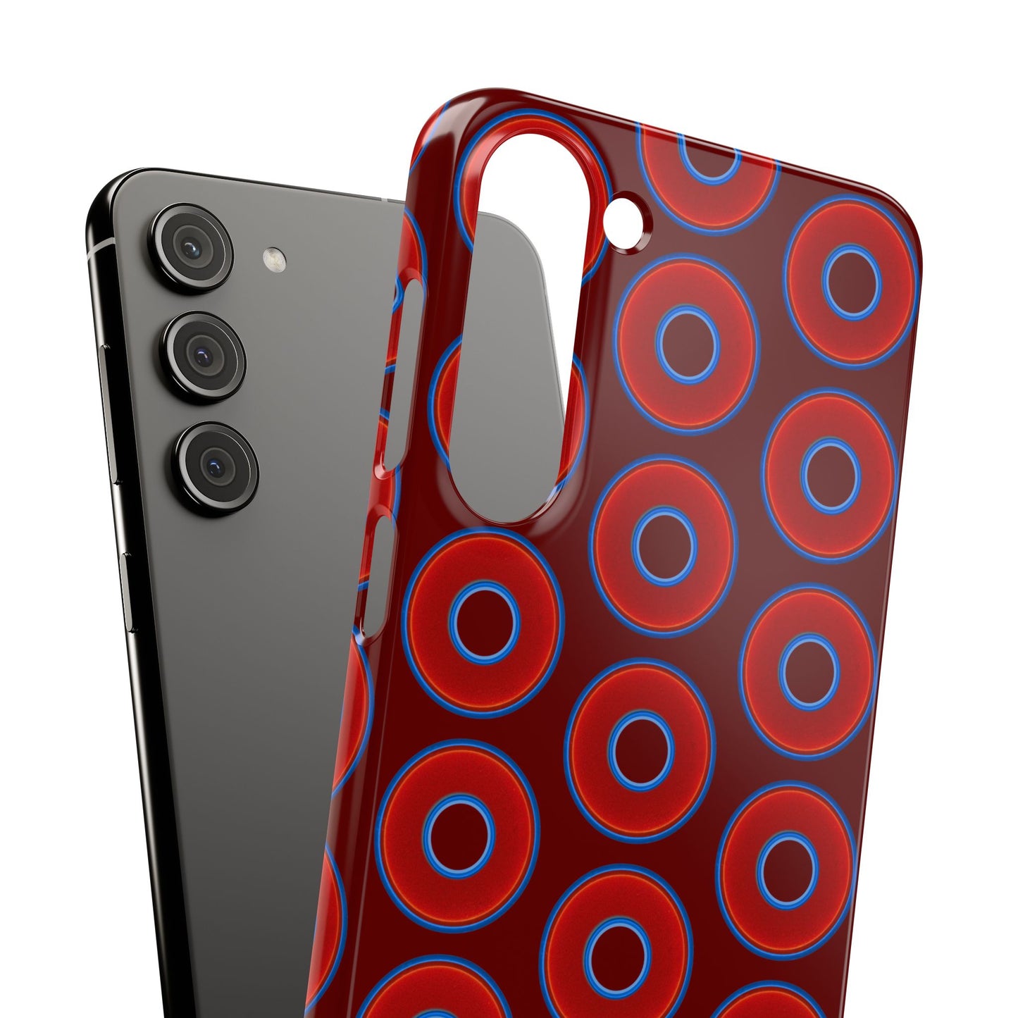 Lumpy Donut Snap Case - red vivid donut print w/dark red background