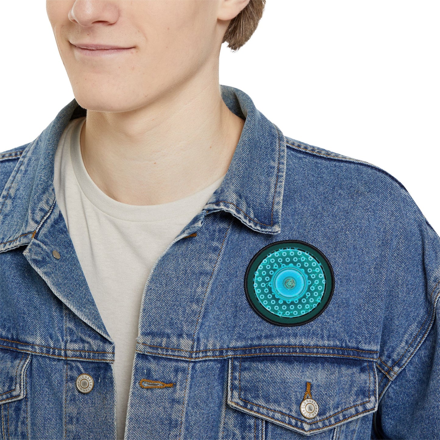 Iron-On Donut Patch - "Donuts of the Ocean" - teal paradoxical donut