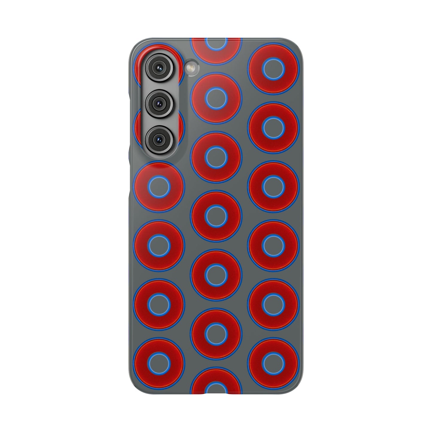 Lumpy Donut Snap Case - red vivid donut print w/dark gray background