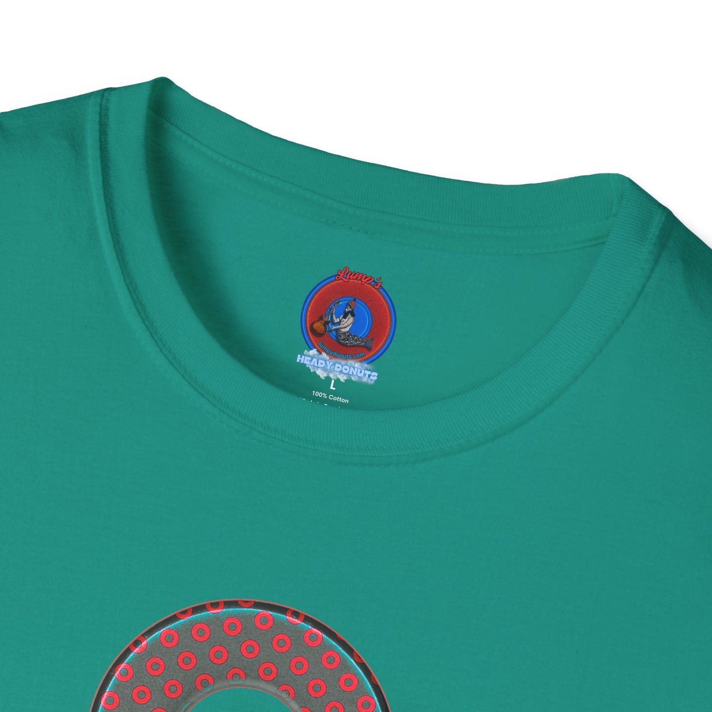 Plain Donuts/Unisex Soft-Style - "Plain Electric Paradoxical Donuts" - dark teal/red donuts