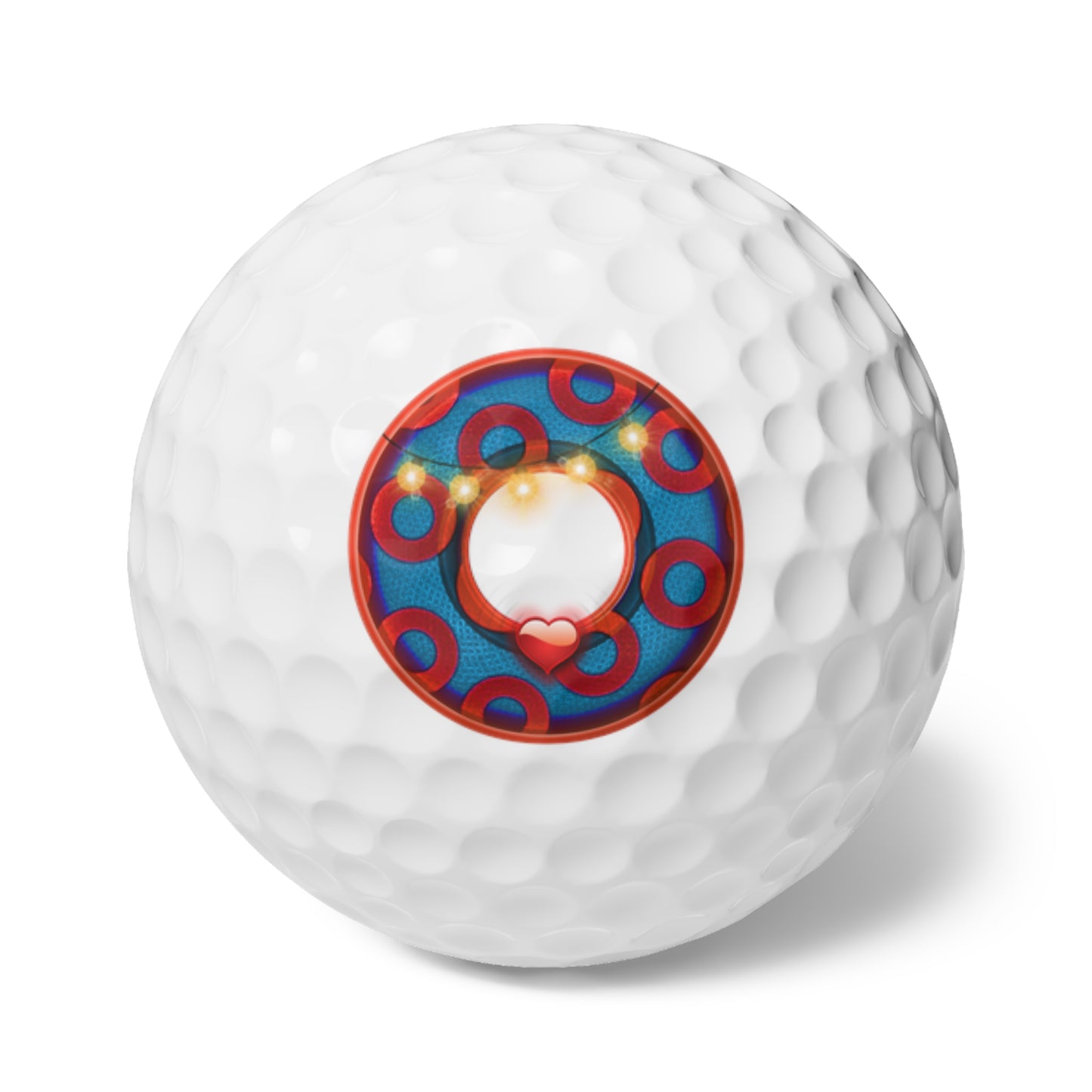 Lumpy Donut Golf Balls - 6-pack - "MORE Donut Golf Balls Please" - rustic blue/red paradox donut - variant 1