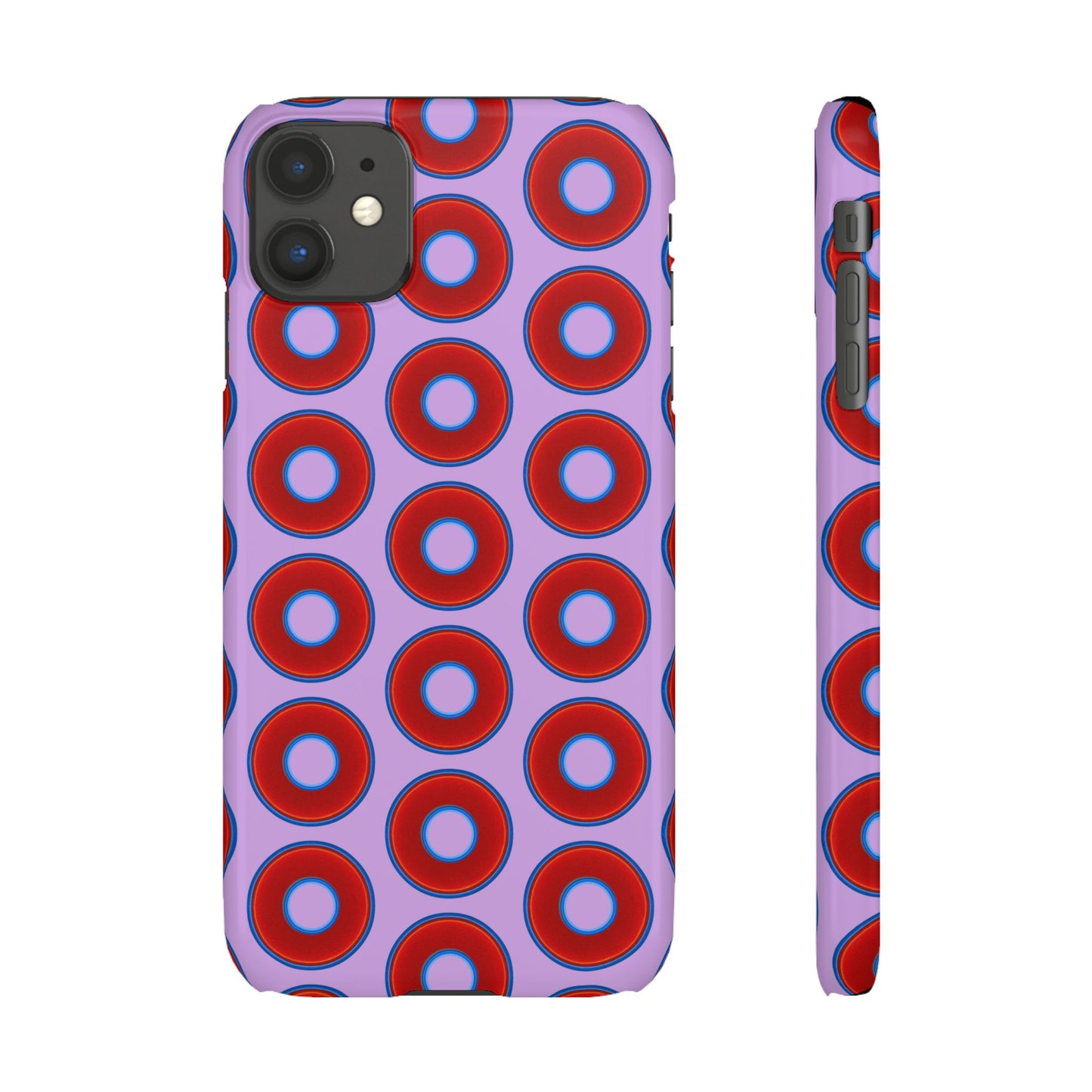 Lumpy Donut Snap Case - red vivid donut print w/wisteria purple background
