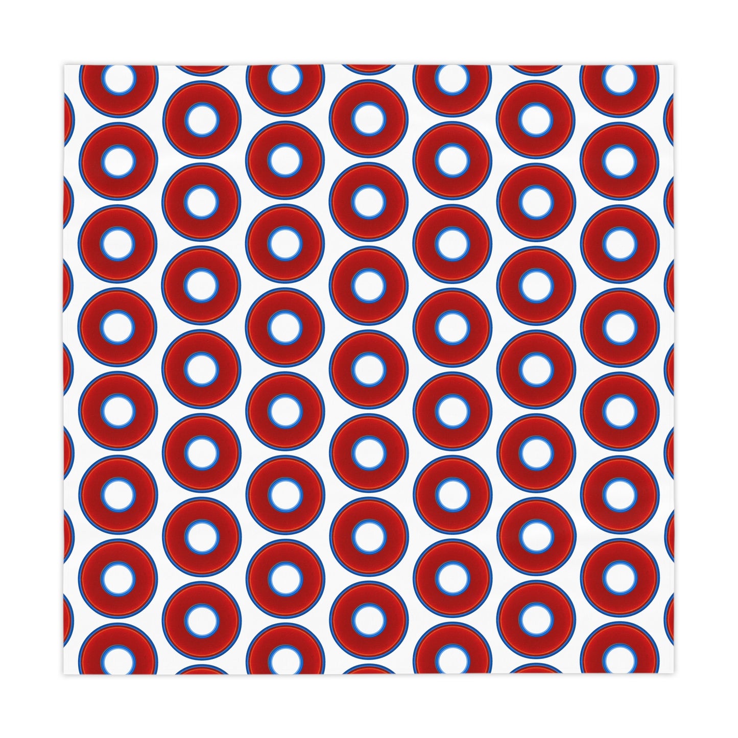 Lumpy Tablecloth - 55.1" x 55.1" - vivid red donuts w/white background