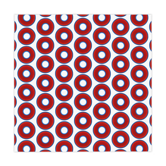 Lumpy Tablecloth - 55.1" x 55.1" - vivid red donuts w/white background