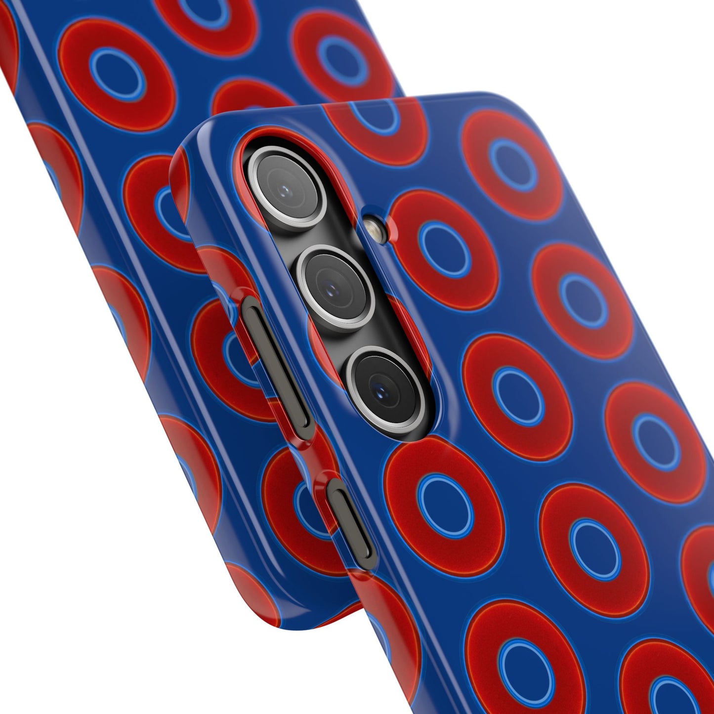 Lumpy Donut Snap Case - red vivid donut print w/dark blue background