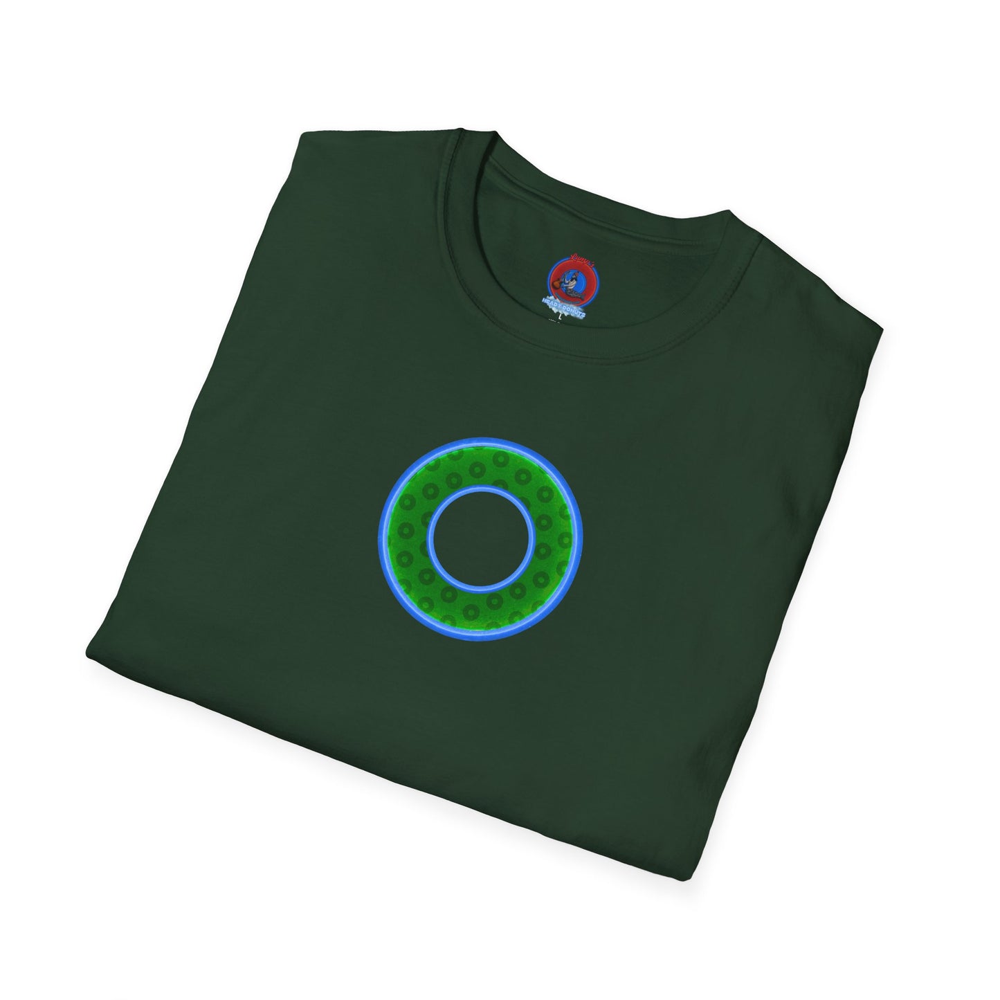 Plain Donuts/Unisex Soft-Style - "Plain Wide Mouthed Paradoxical Donuts" - green/light blue donuts