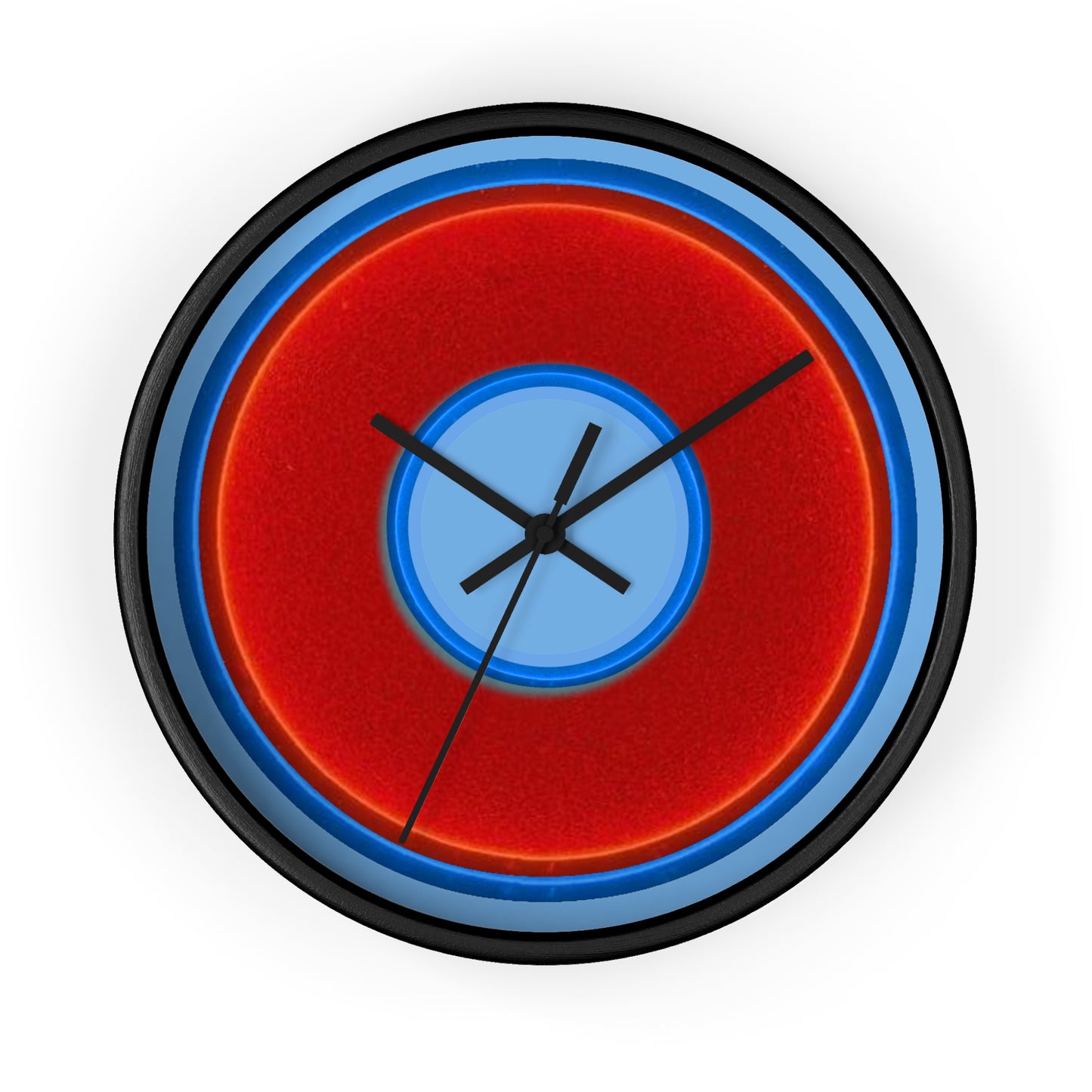 Lumpy Wall Clock - red vivid donut - variant 2 w/light blue background