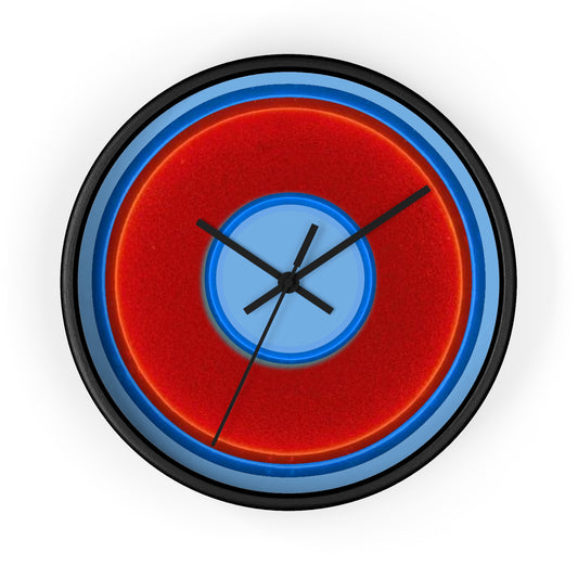 Lumpy Wall Clock - red vivid donut - variant 2 w/light blue background