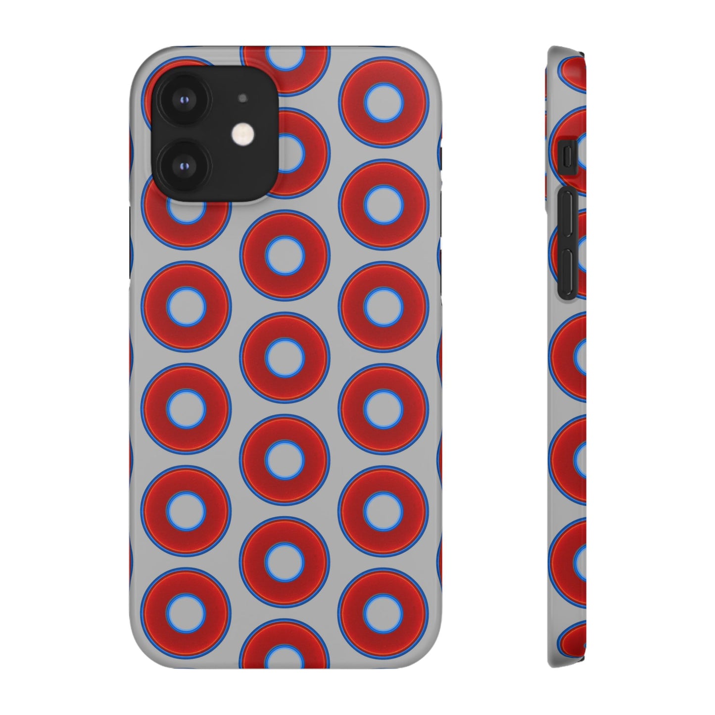 Lumpy Donut Snap Case - red vivid donut print w/light gray background