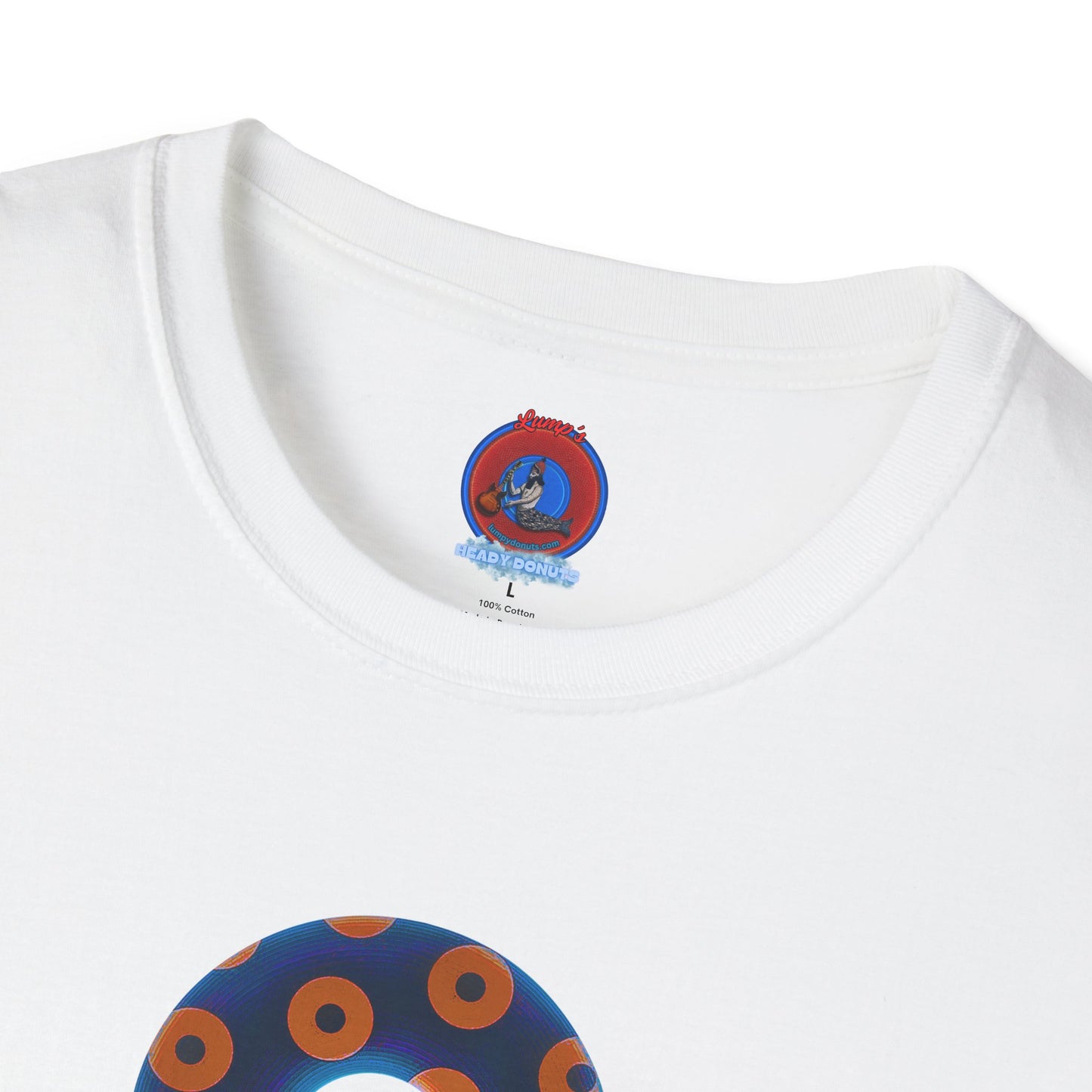 Plain Donuts/Unisex Soft-Style - "Plain Blimpy Paradoxical Donuts" - dark royal blue/orange donuts