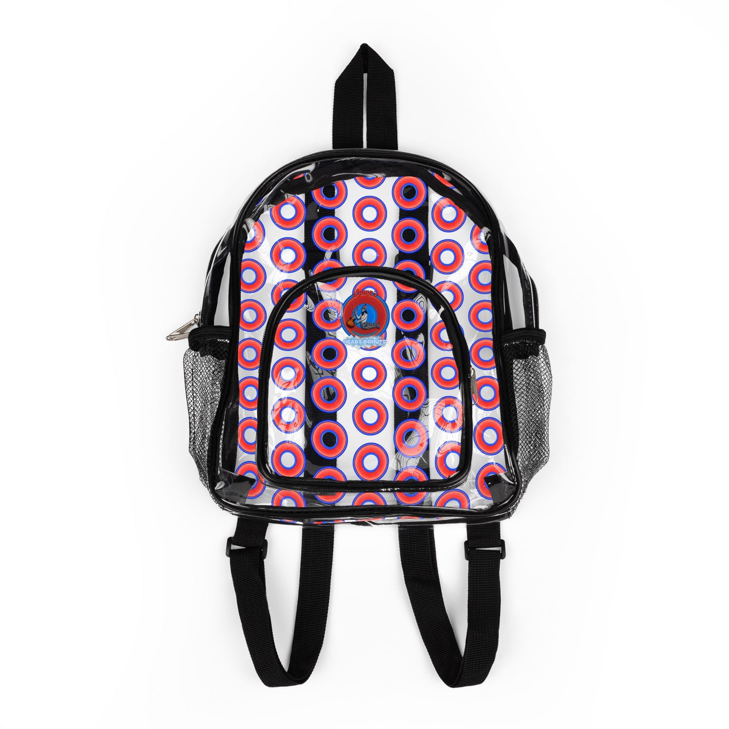 Lumpy Clear Pack/Concert Buddy - Plain Rustic Donut Print - bright red/blue