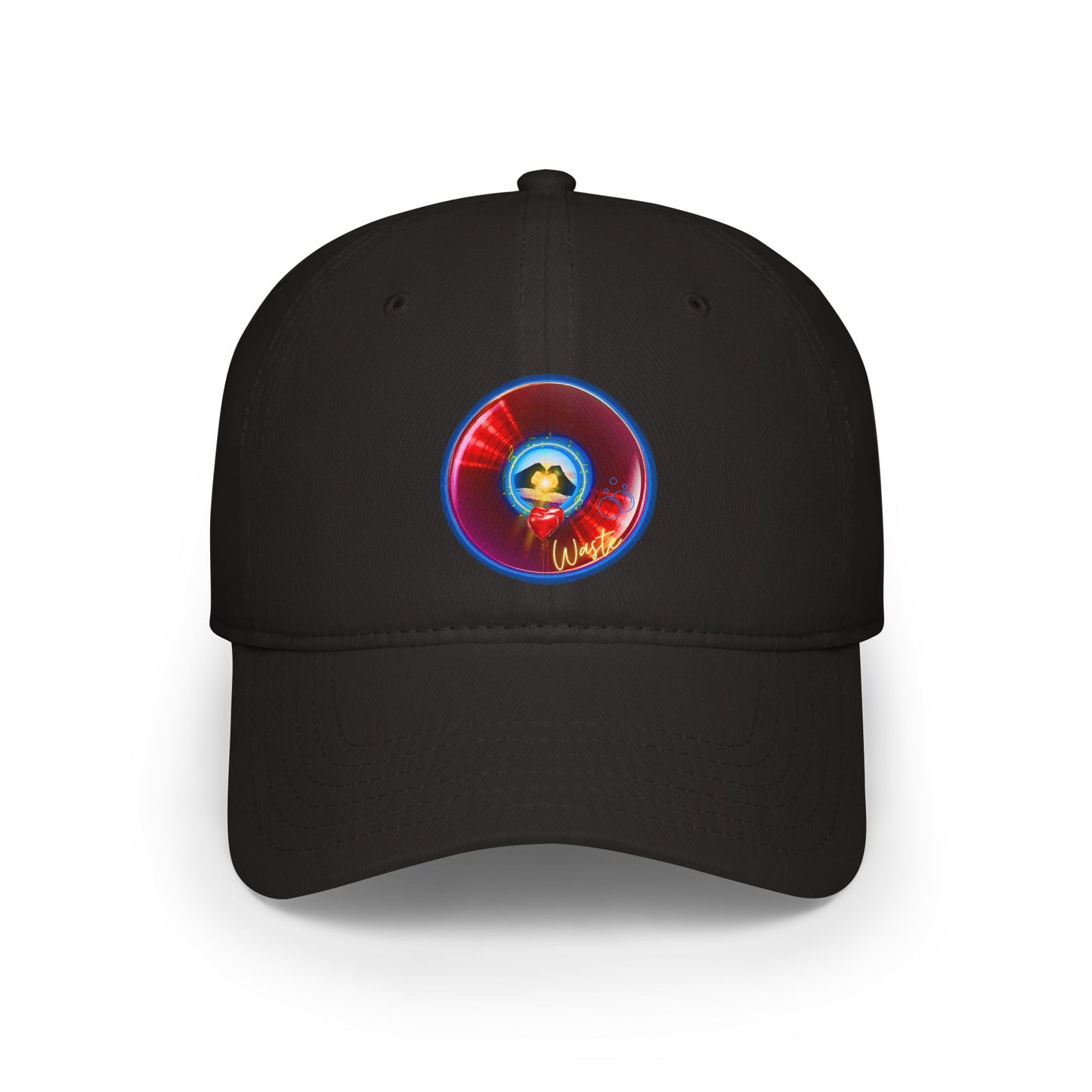 Lumpy Donut Baseball Cap - "Waste of a Perfectly Good Donut Cap" - variant 2 - vivid red record donut w/