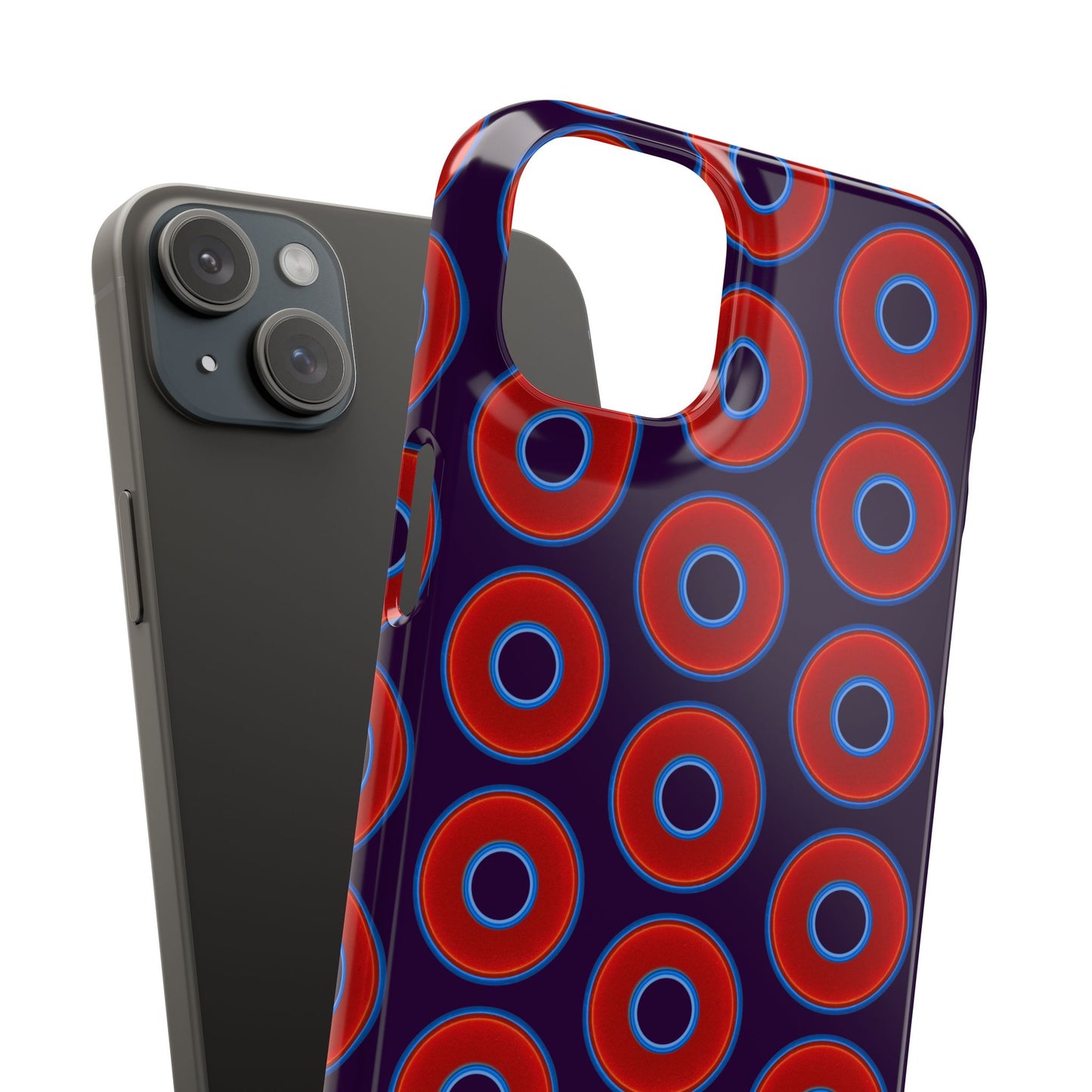 Lumpy Donut Snap Case - red vivid donut print w/midnight purple background