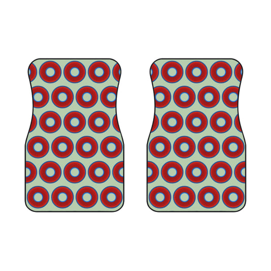 Contacted Car Mats - Set of 2/Front - vivid donut print w/seafoam background