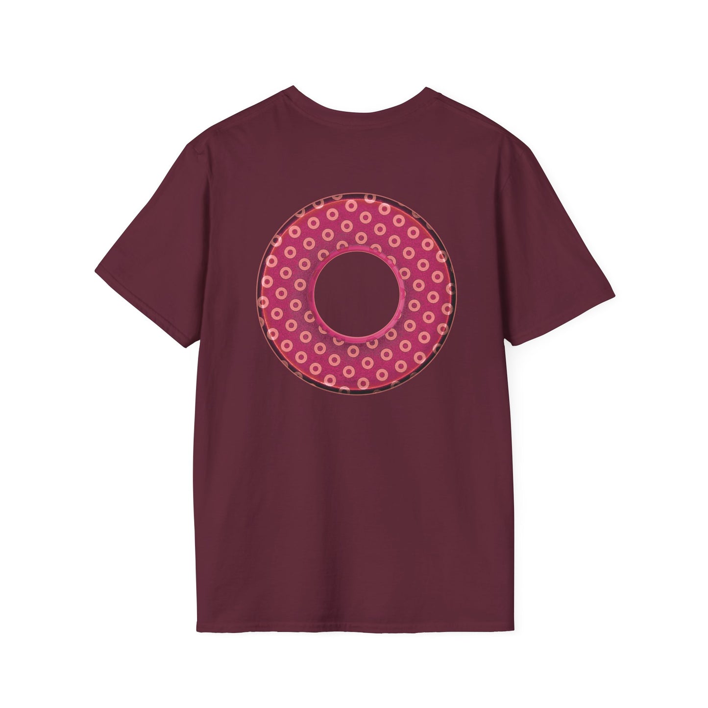 Plain Donuts/Unisex Soft-Style - "Plain Electric Paradoxical Donuts" - dark magenta/coral donuts