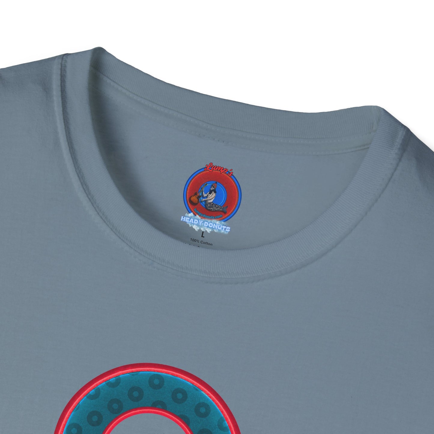 Plain Donuts/Unisex Soft-Style - "Plain Wide Mouthed Paradoxical Donuts" - dark aquamarine blue/red donuts