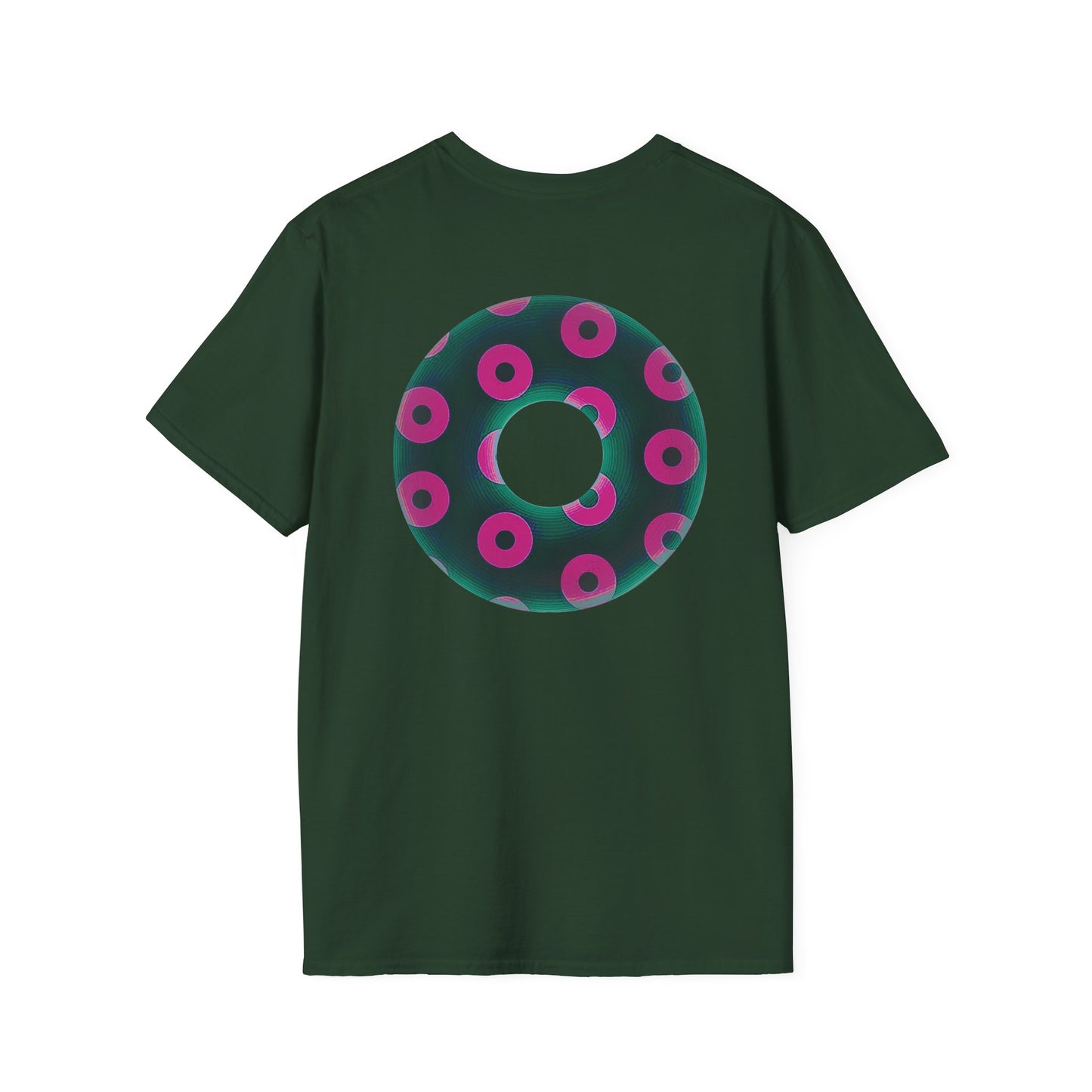 Plain Donuts/Unisex Soft-Style - "Plain Blimpy Paradoxical Donuts" - dark green/magenta donuts