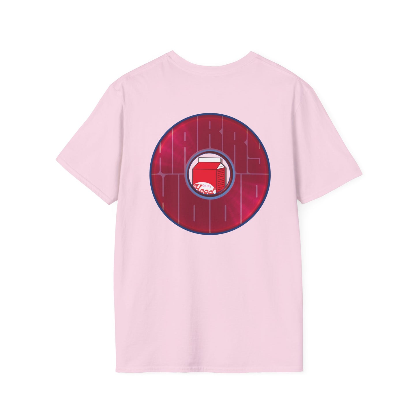 Classic Donut Tee - Unisex Soft-Style - "Harry Left His Shirt" - series 1.0  - variant 3 - red/magenta donut - w/milk