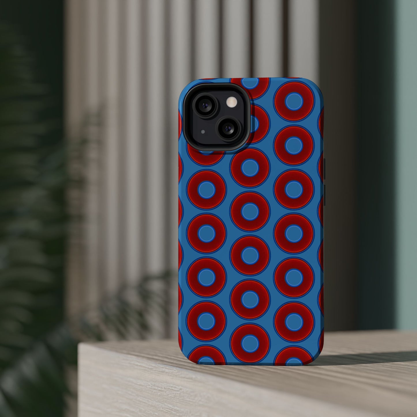 Copy of Magnetic Tough Donut Case - red vivid donut print w/light steel blue background