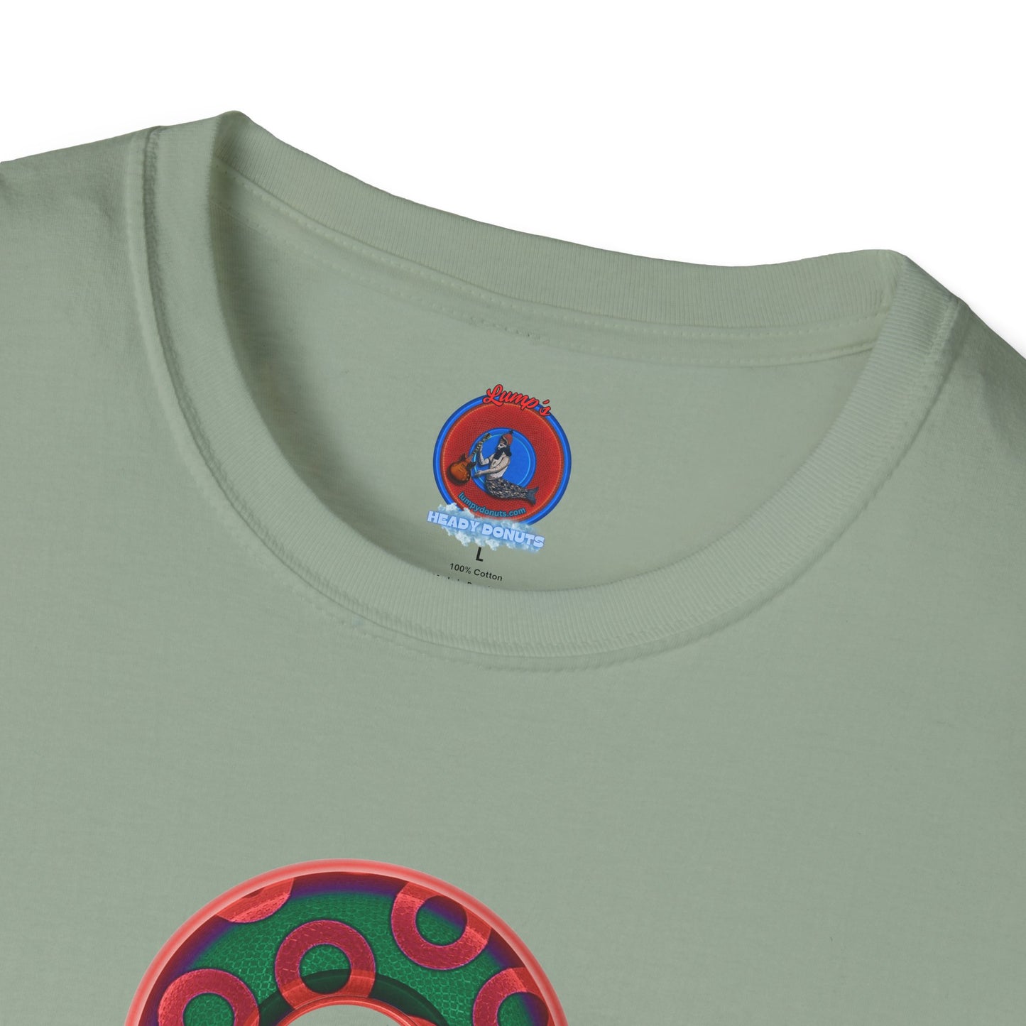 Plain Donuts/Unisex Soft-Style - "Plain Rustic Paradoxical Donuts" - green/red donuts