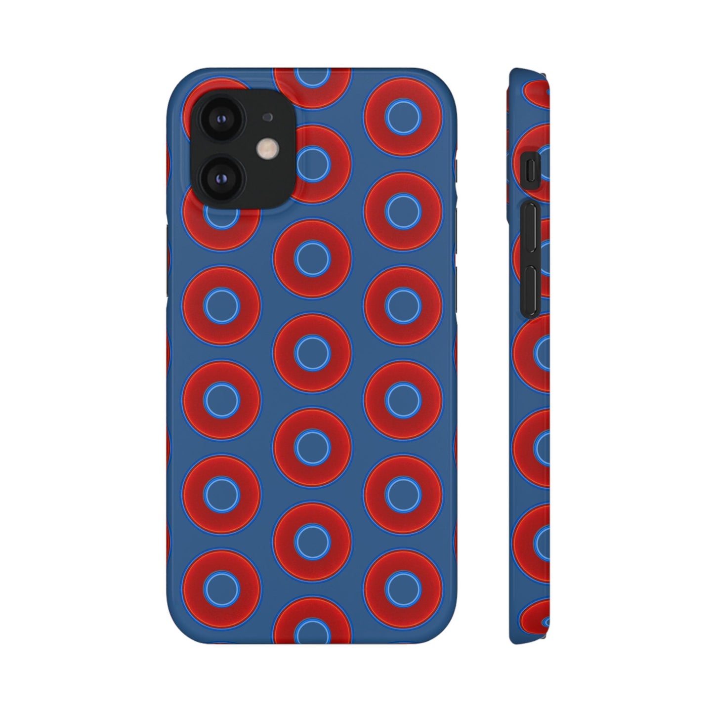 Lumpy Donut Snap Case - red vivid donut print w/light navy blue background