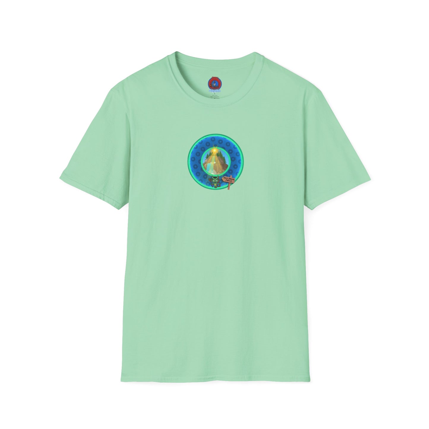 Classic Donut Tee - Unisex Soft-Style - "Devil's Drowning Donuts" - blue/green paradox donut