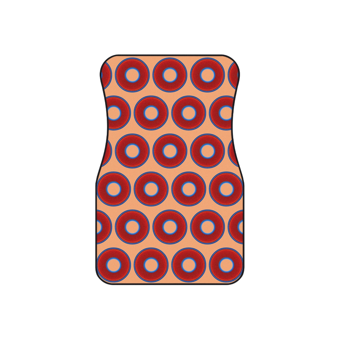 Contacted Car Mats - vivid donut print w/peach background