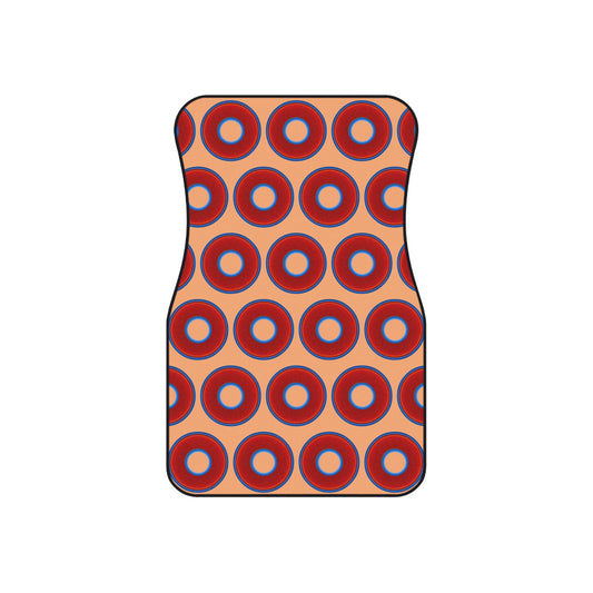 Contacted Car Mats - vivid donut print w/peach background