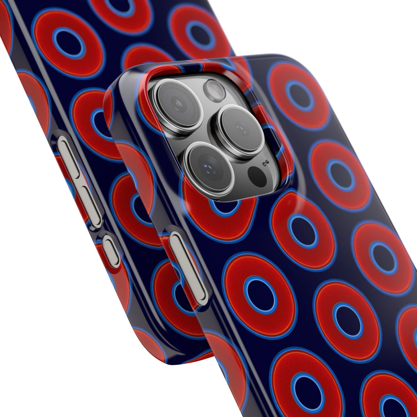 Lumpy Donut Snap Case - red vivid donut print w/midnight blue background