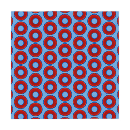 Lumpy Tablecloth - 55.1" x 55.1" - vivid red donuts w/light blue background