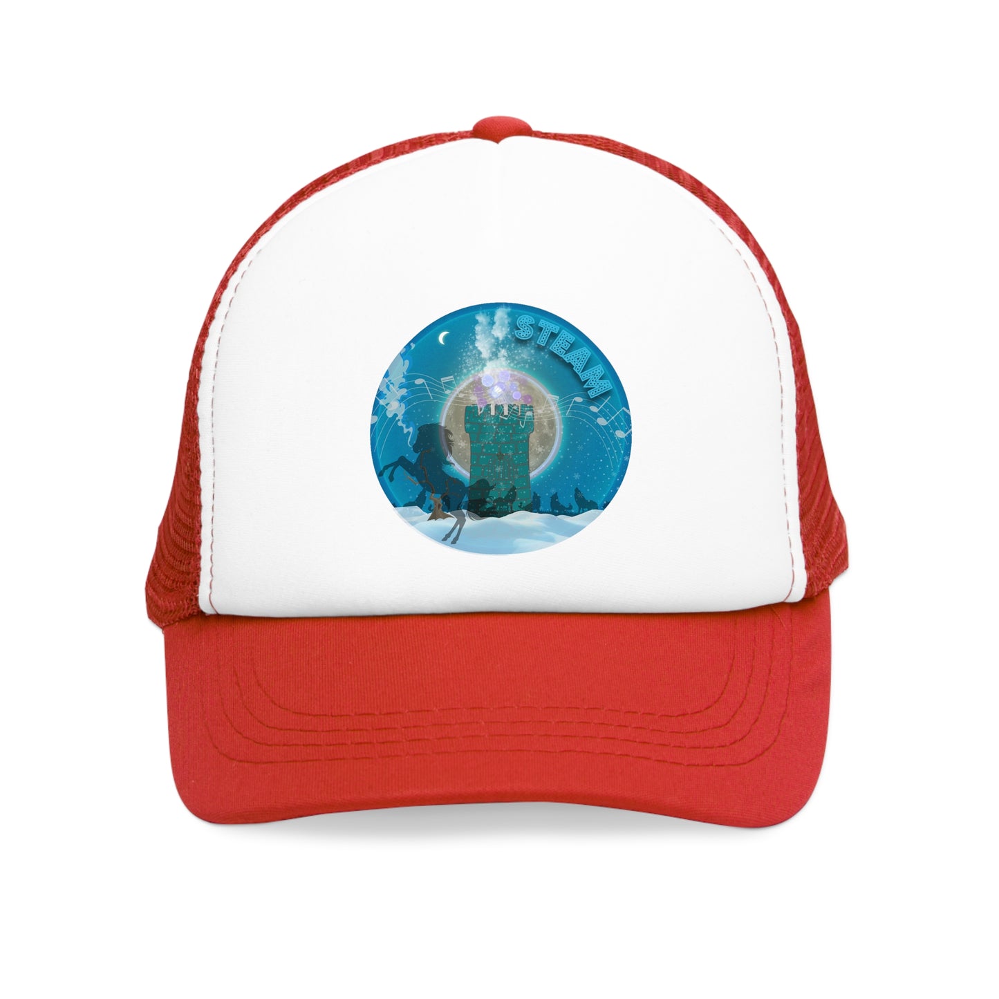 Lumpy Trucker Hat - "The Donut Concealed Within the Theme" - blue donut