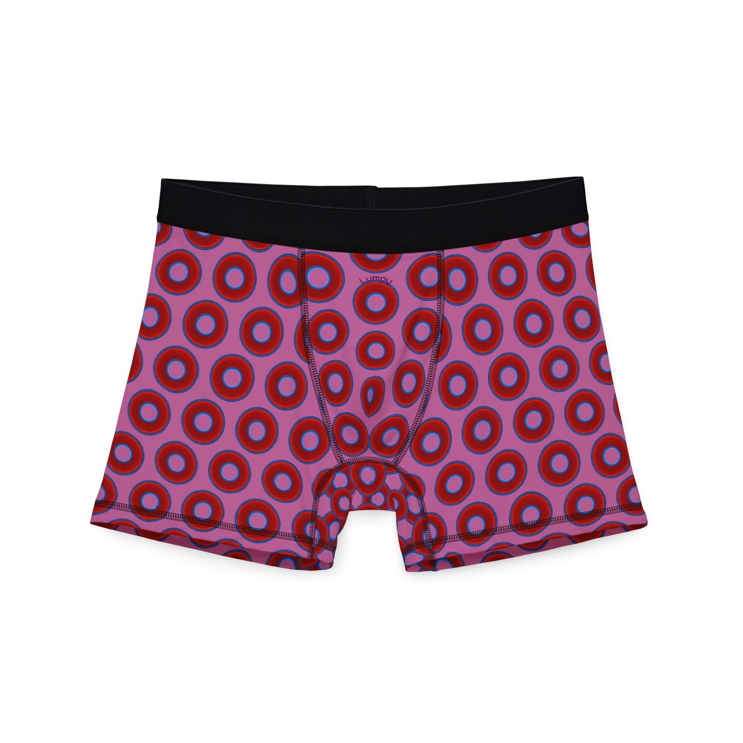 Men's Donut Boxers - red vivid donuts w/pink background
