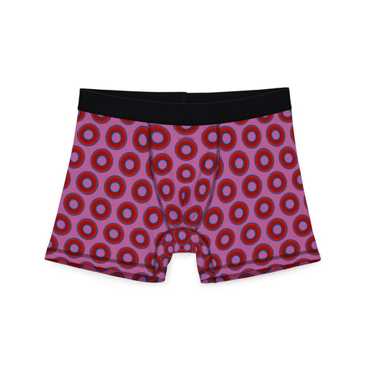 Men's Donut Boxers - red vivid donuts w/pink background