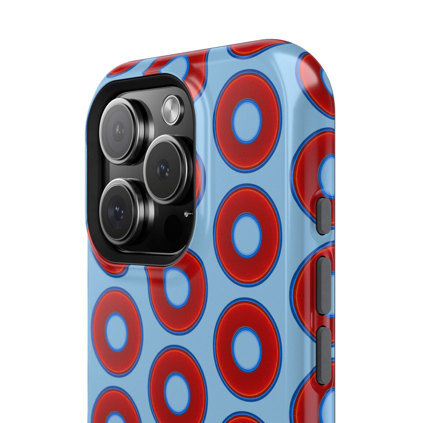 Impact-Resistant Lumpy Donut Case - red vivid donut print w/sky blue background