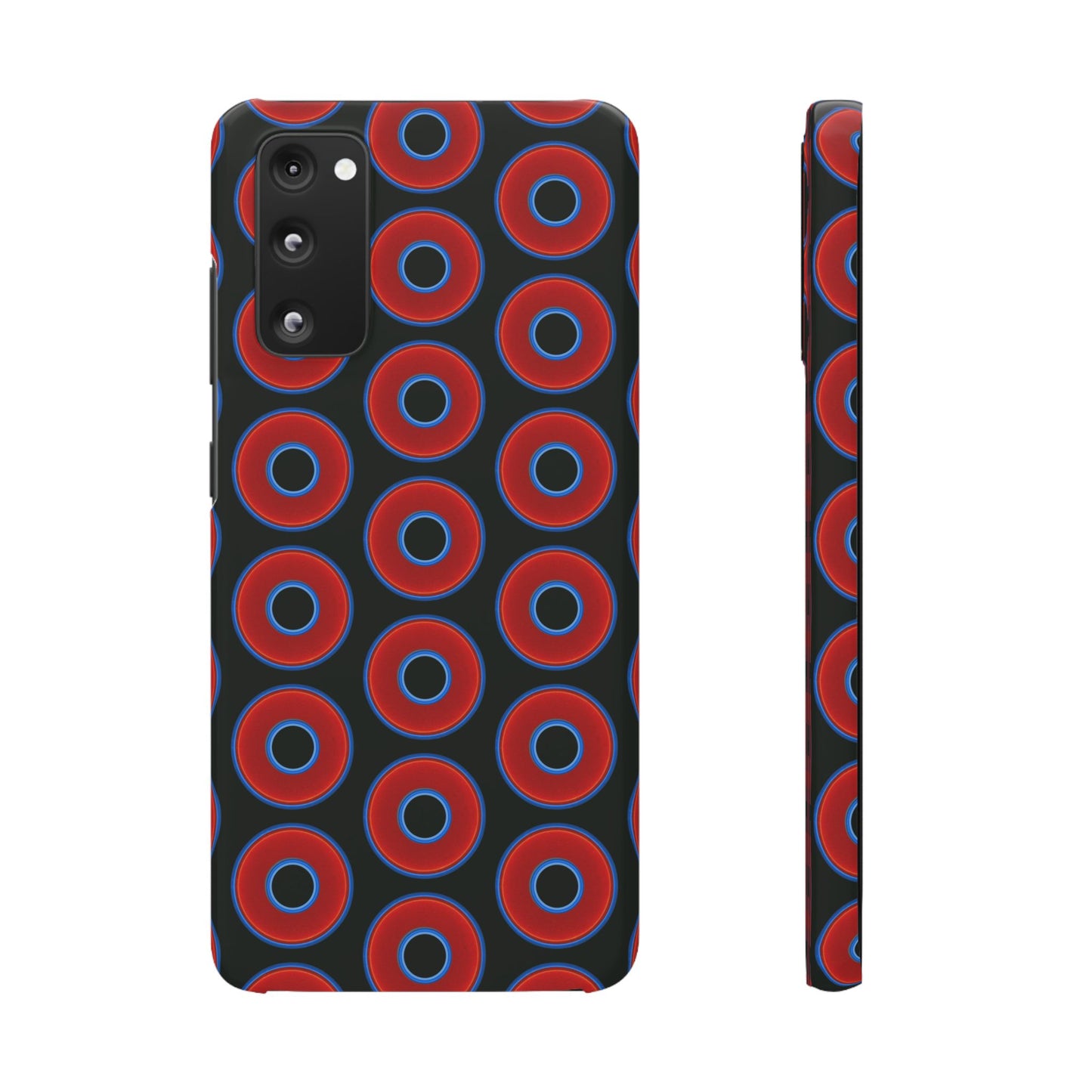 Lumpy Donut Snap Case - red vivid donut print w/midnight moss green background