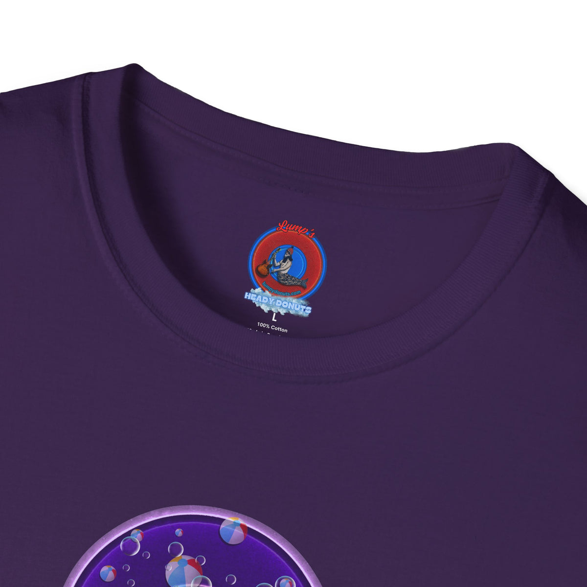 Classic Donut Tee - Unisex Soft-Style - "Sure That Sirens Made This Donut For Me" - vivid dark purple/light purple donut