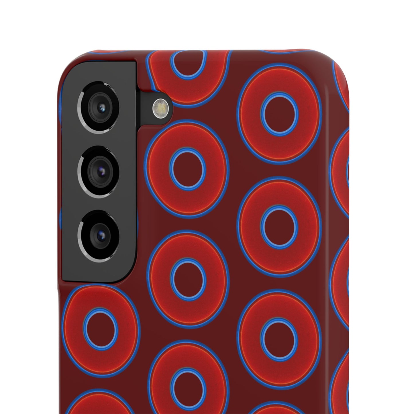 Lumpy Donut Snap Case - red vivid donut print w/dark red background