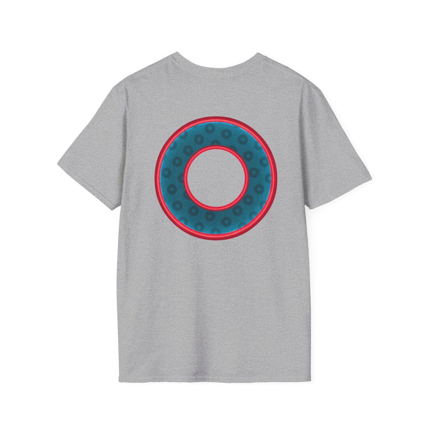 Plain Donuts/Unisex Soft-Style - "Plain Wide Mouthed Paradoxical Donuts" - dark aquamarine blue/red donuts