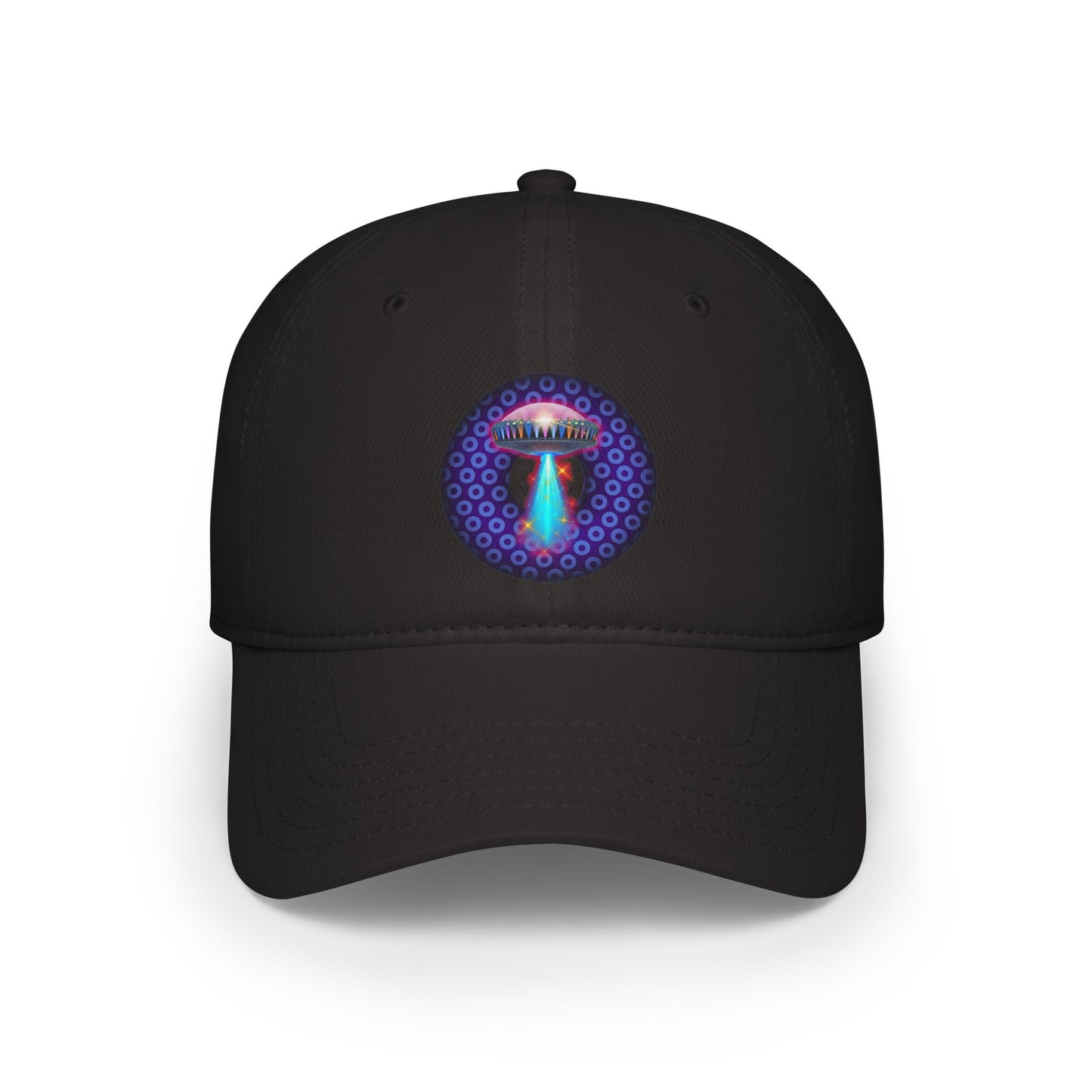 Lumpy Donut Baseball Cap - "They Serve Donuts on the Mothership Now" - variant 4 - purple/blue paradoxical donut w/