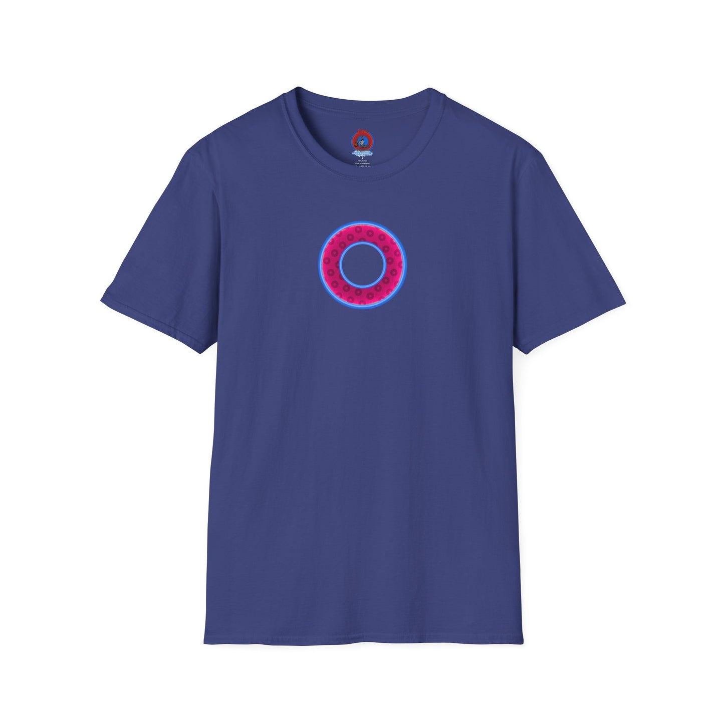 Plain Donuts/Unisex Soft-Style - "Plain Wide Mouthed Paradoxical Donuts" - bright magenta/light blue royal blue donuts