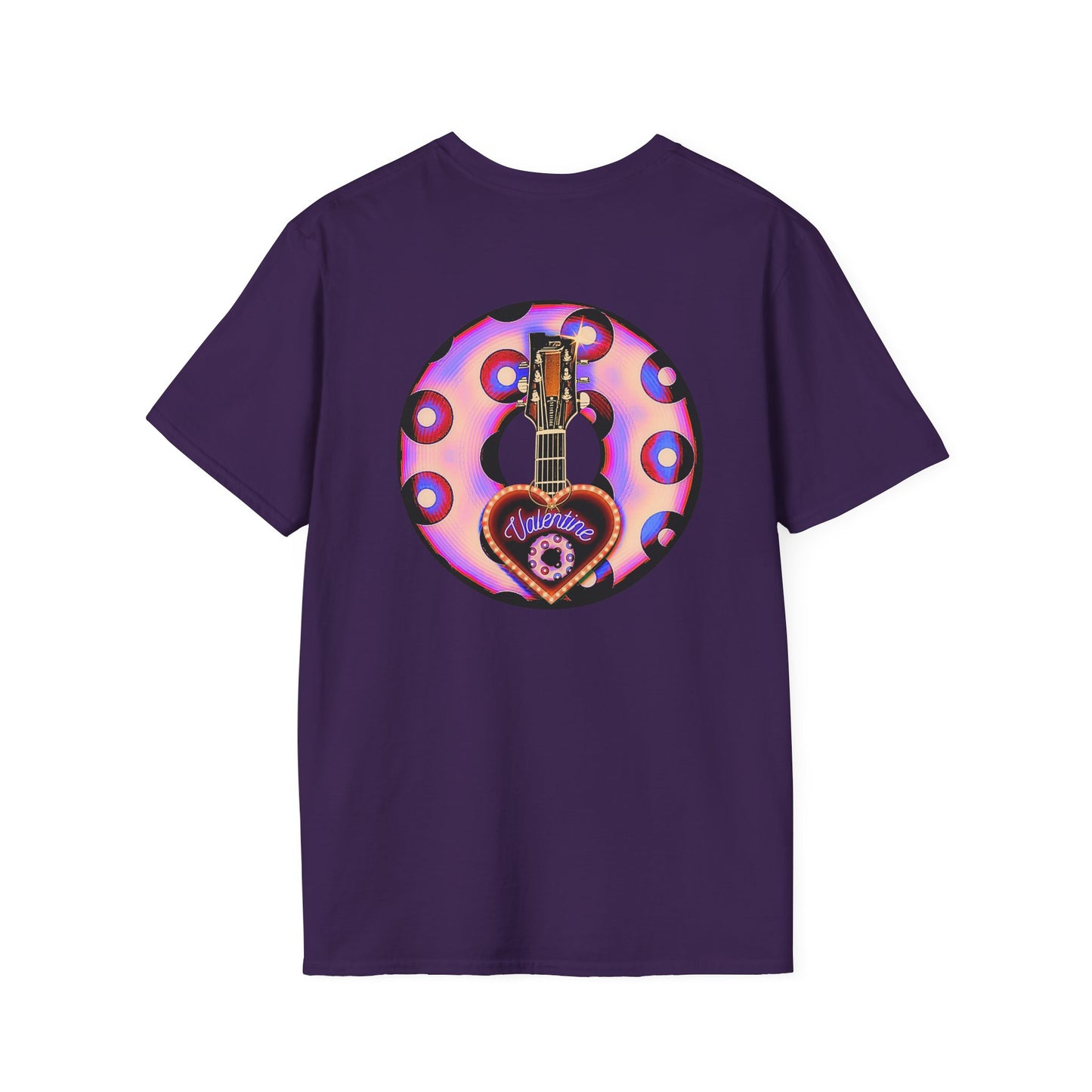 Classic Donut Tee - Unisex Soft-Style - "Would You Be My Donut?" - paradoxical faded purple/red donut - variant 3