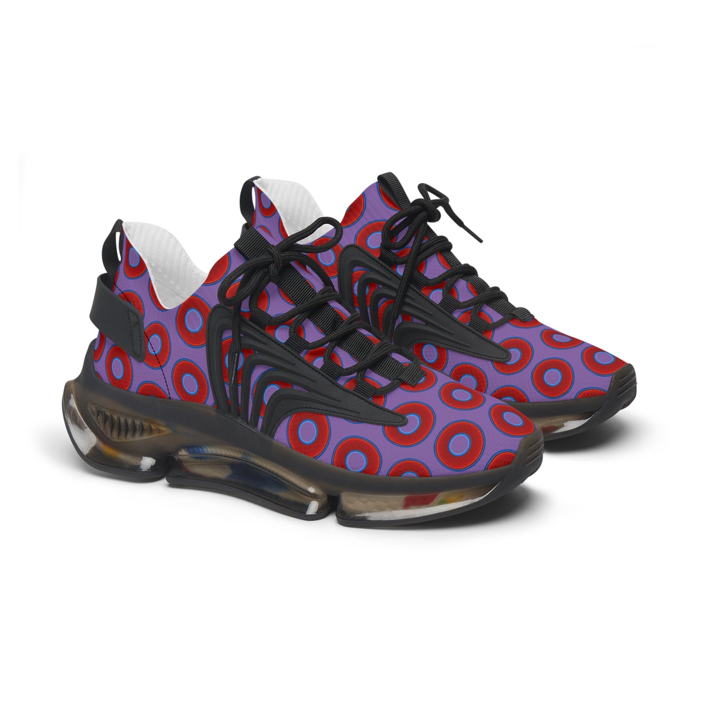 Women's Donut Kicks - red vivid donut print w/light purple background