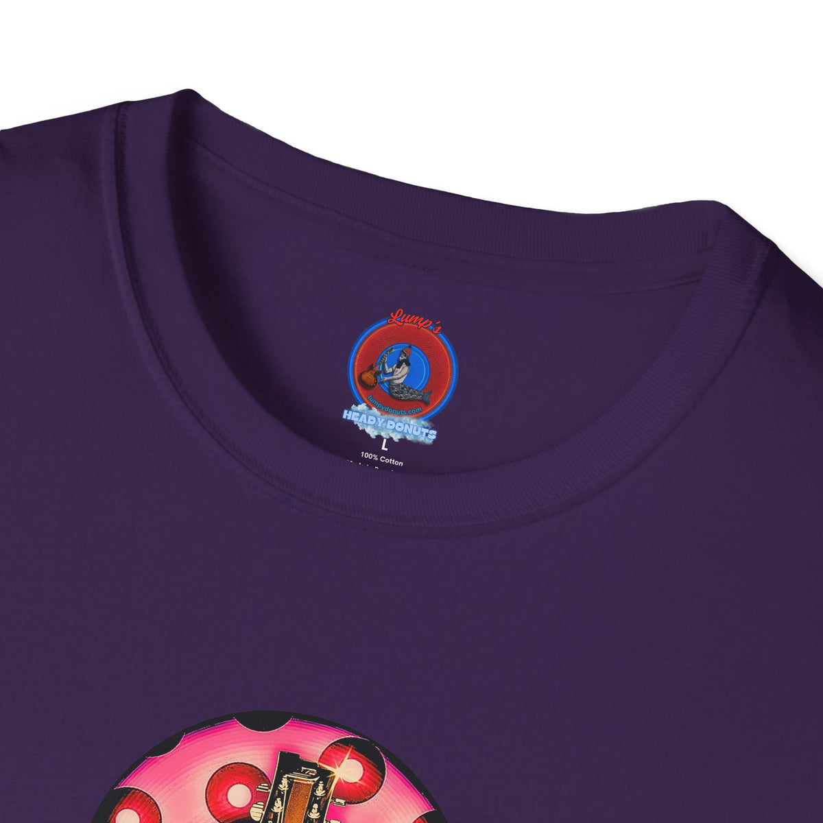 Classic Donut Tee - Unisex Soft-Style - "Would You Be My Donut?" - paradoxical faded magenta/red donut - variant 1